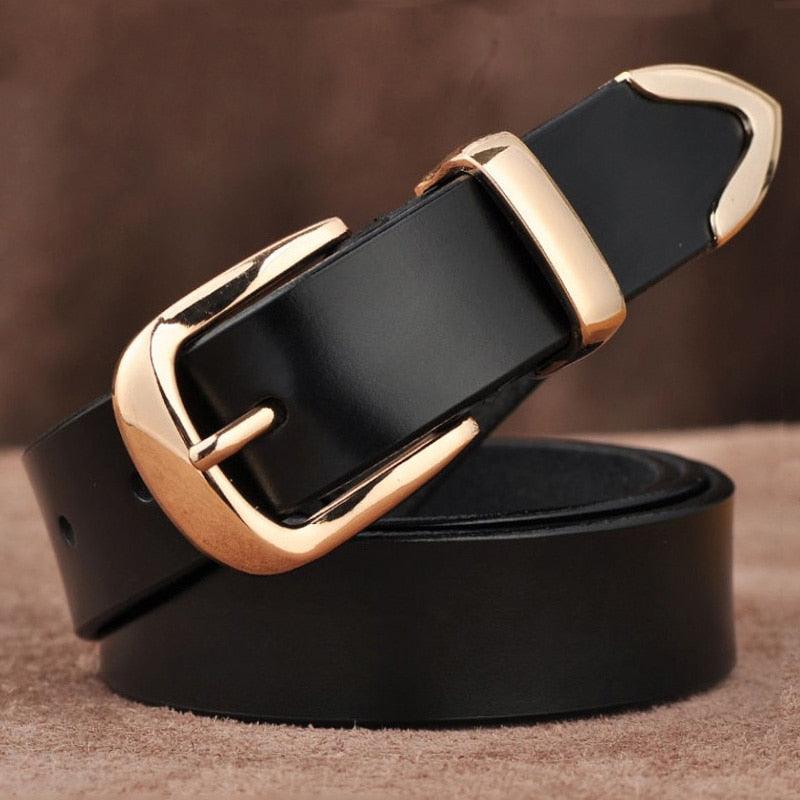 ceinture en cuir véritable MEDYLA pour femmes Black