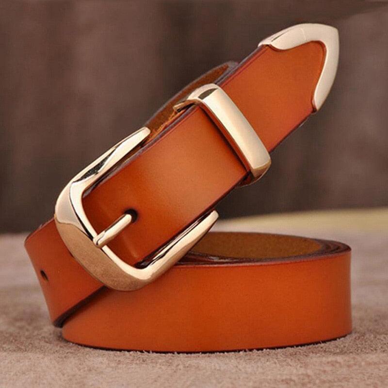 ceinture en cuir véritable MEDYLA pour femmes Camel