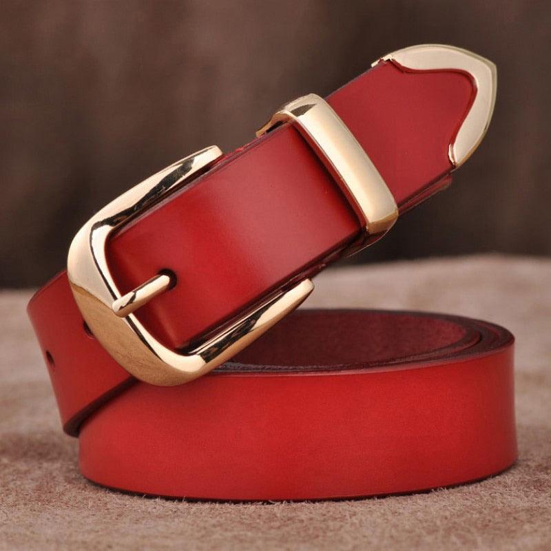 ceinture en cuir véritable MEDYLA pour femmes Red