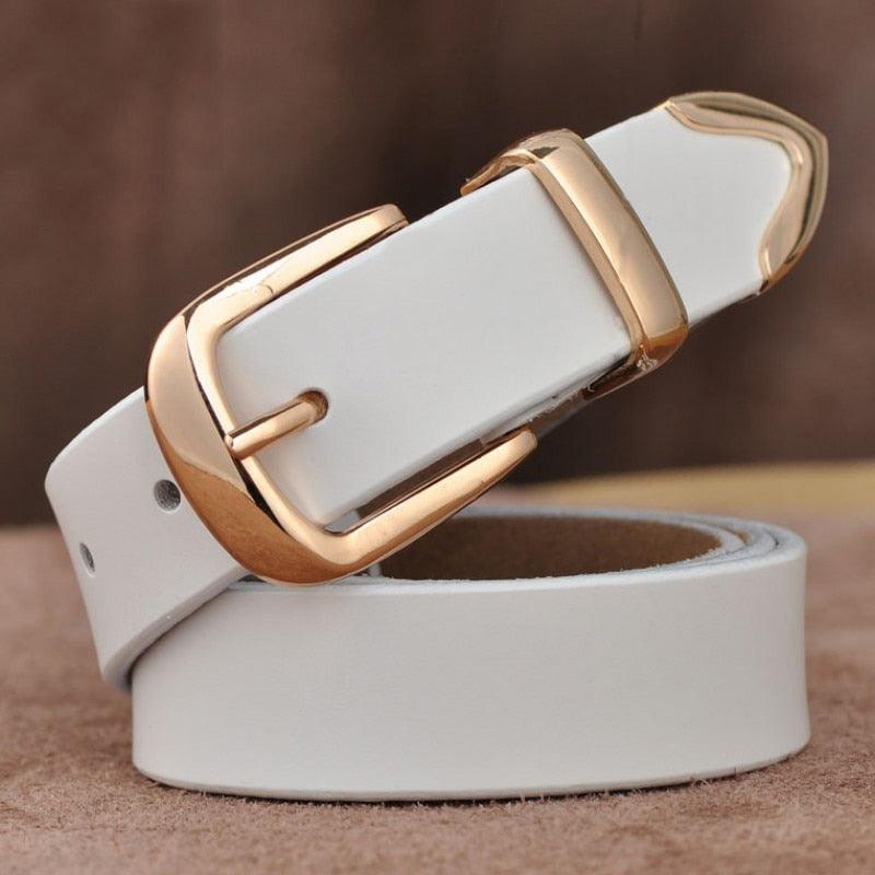 ceinture en cuir véritable MEDYLA pour femmes White