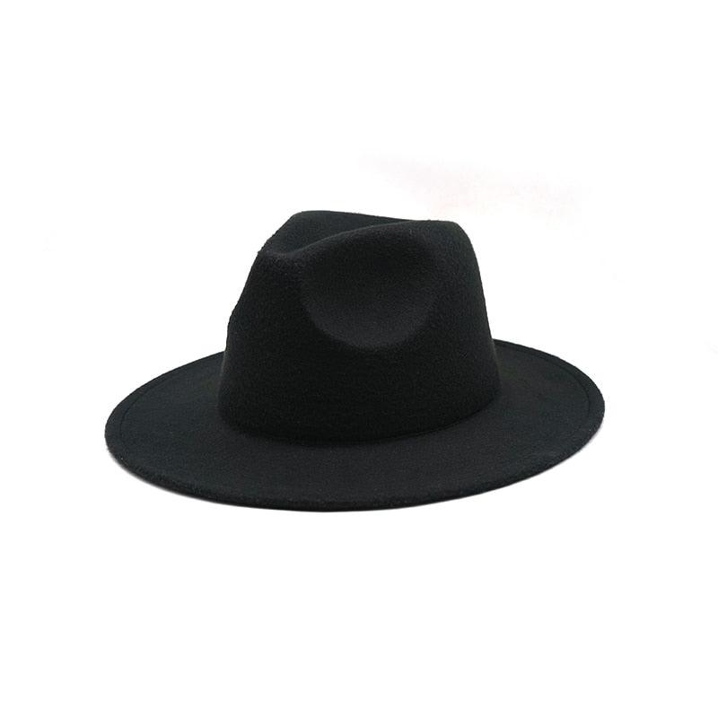 chapeau en feutre pour femme avec un grand bord pour l'automne et l'hiver