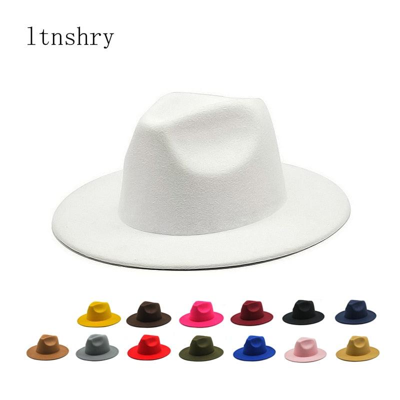 chapeau en feutre pour femme avec un grand bord pour l'automne et l'hiver