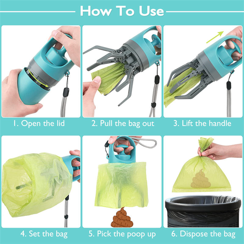 Portable Dog Pooper Scooper avec Distributeur de Sac de Crotte Intégré - AOMshop