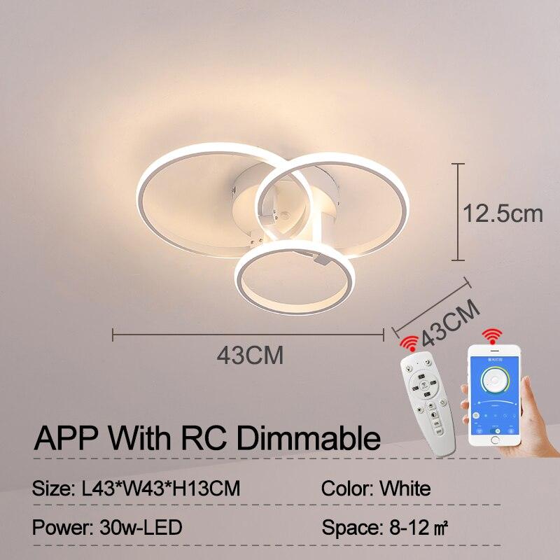 lampes de plafond LED 3 Rings White APP With RC Dimmable