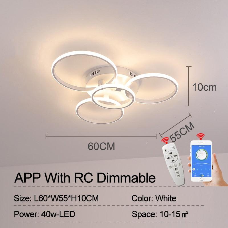 lampes de plafond LED 4 Rings White APP With RC Dimmable