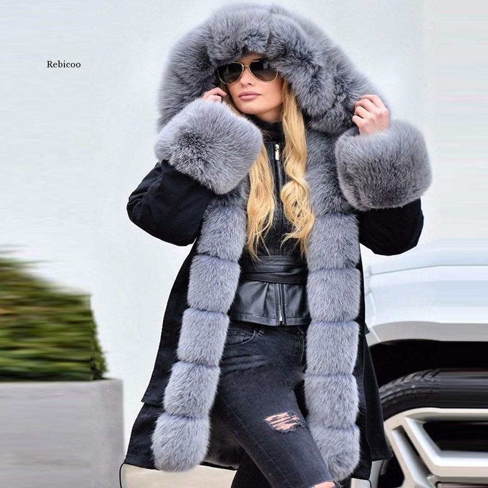 manteau d'hiver pour femmes - Parka longue à queue de poisson à capuche"