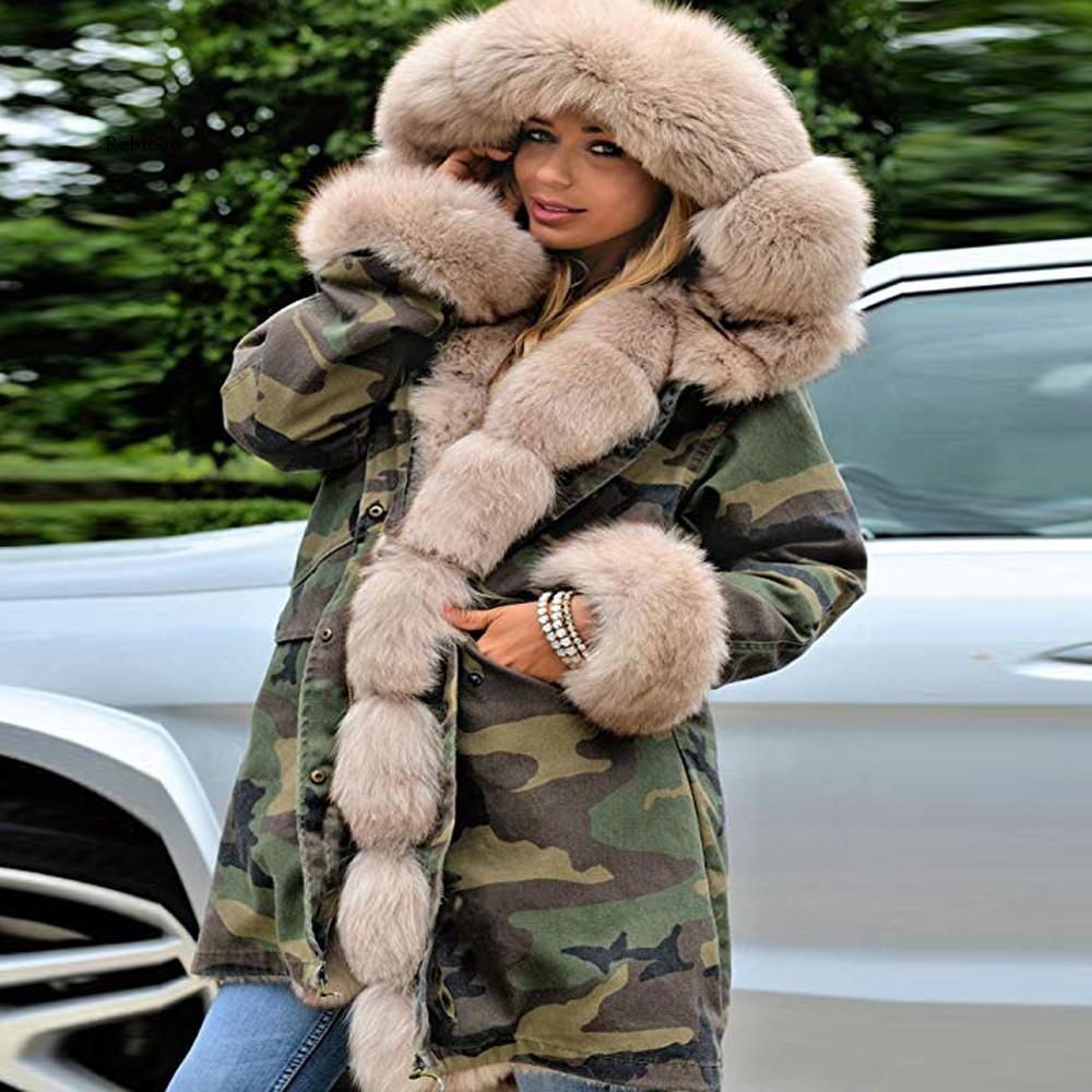 manteau d'hiver pour femmes - Parka longue à queue de poisson à capuche"