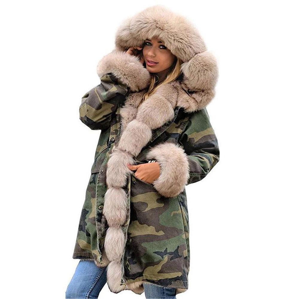 manteau d'hiver pour femmes - Parka longue à queue de poisson à capuche" 1 China