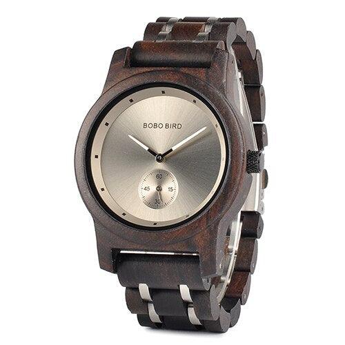montre en bois, montre homme, bracelet en métal, relogio masculino, montre à quartz, cadeau pour homme Blackwatch Men