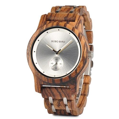 montre en bois, montre homme, bracelet en métal, relogio masculino, montre à quartz, cadeau pour homme Zebrawatch Men