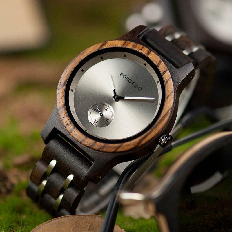 montre en bois, montre homme, bracelet en métal, relogio masculino, montre à quartz, cadeau pour homme