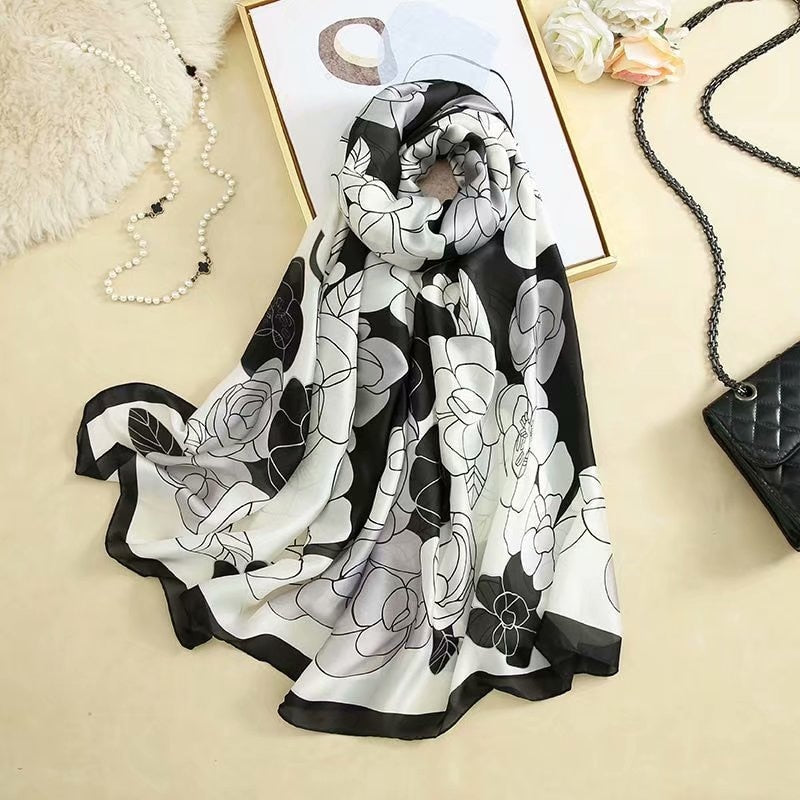 nouveau foulard en soie femmes châle mode doux poncho en mousseline 2 180X90cm