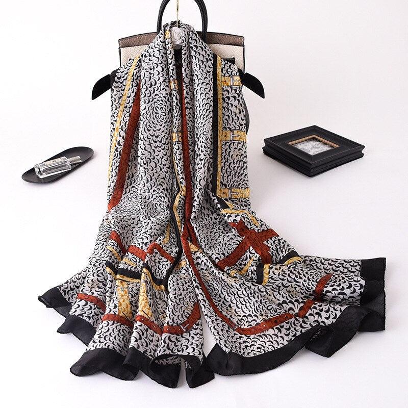 nouveau foulard en soie femmes châle mode doux poncho en mousseline 79 180X90cm