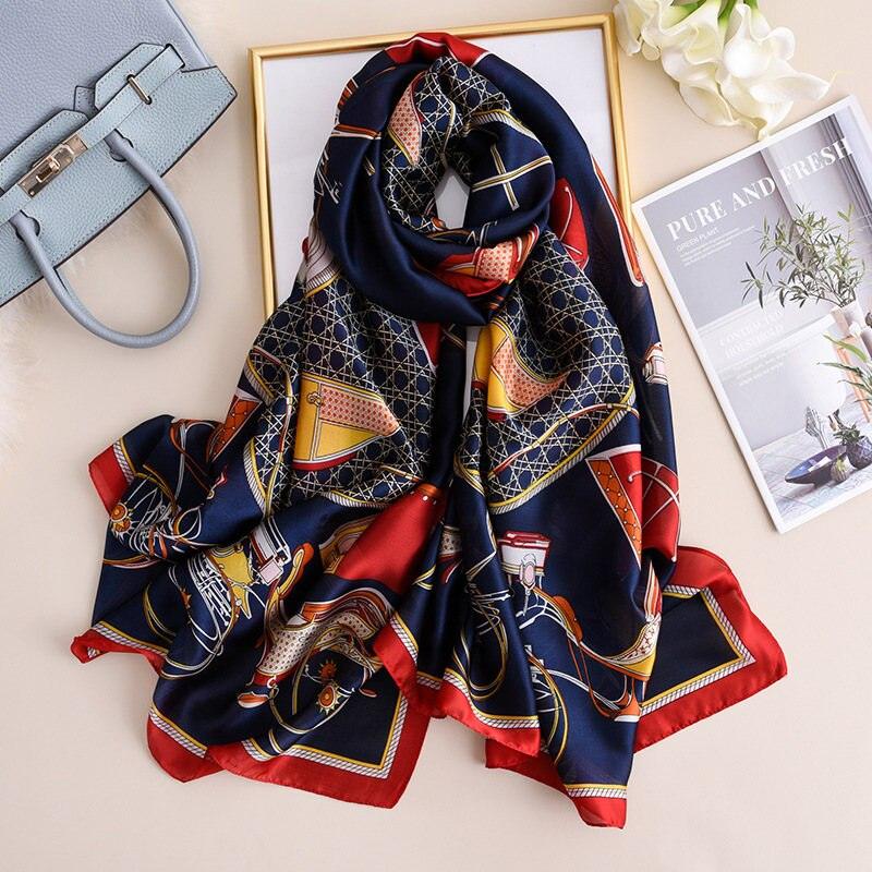 nouveau foulard en soie femmes châle mode doux poncho en mousseline 45 180X90cm