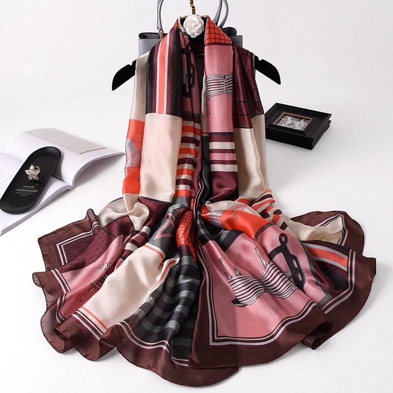 nouveau foulard en soie femmes châle mode doux poncho en mousseline 73 180X90cm