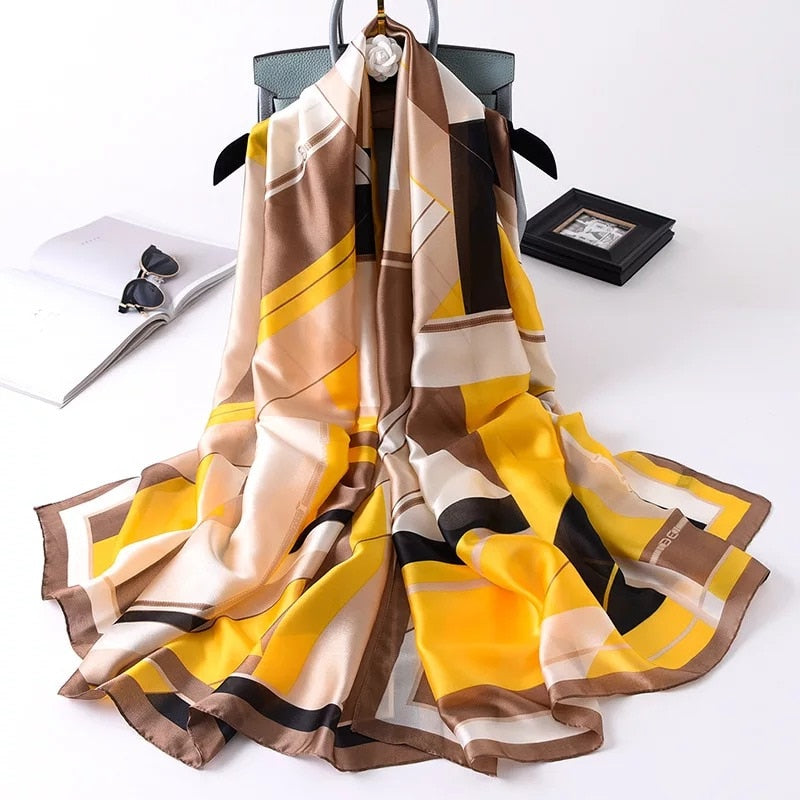 nouveau foulard en soie femmes châle mode doux poncho en mousseline 50 180X90cm