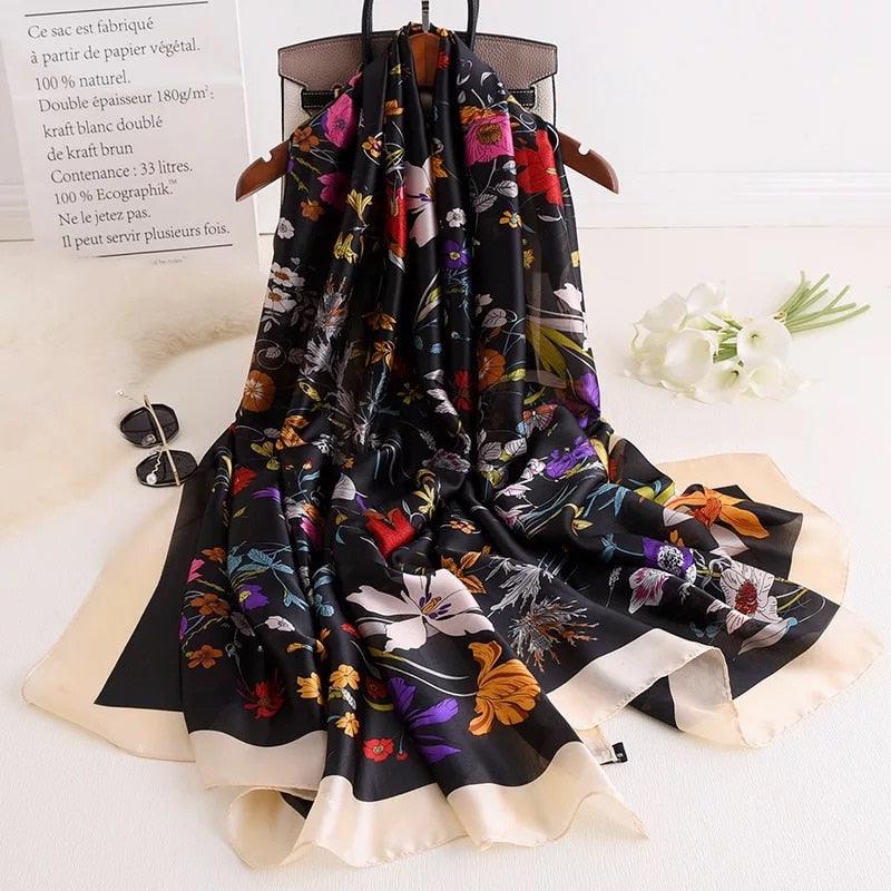 nouveau foulard en soie femmes châle mode doux poncho en mousseline 74 180X90cm