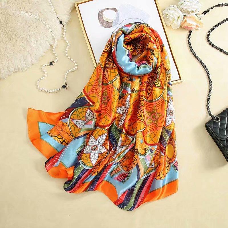 nouveau foulard en soie femmes châle mode doux poncho en mousseline 6 180X90cm