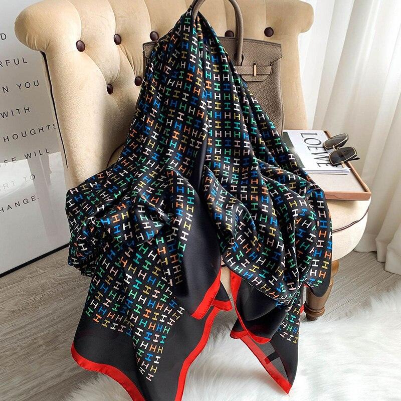 nouveau foulard en soie femmes châle mode doux poncho en mousseline 35 180X90cm