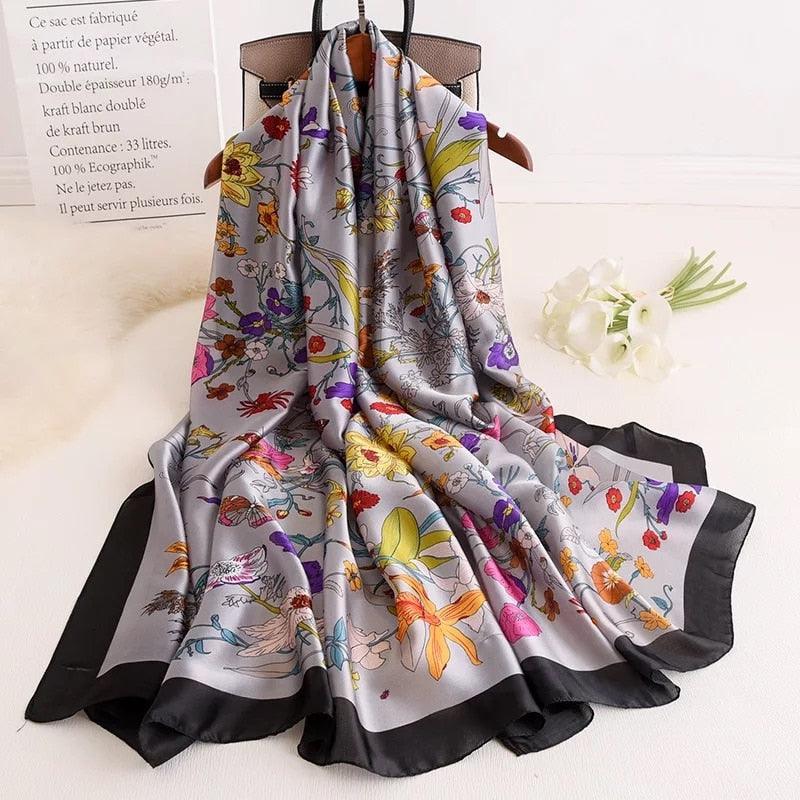 nouveau foulard en soie femmes châle mode doux poncho en mousseline 77 180X90cm