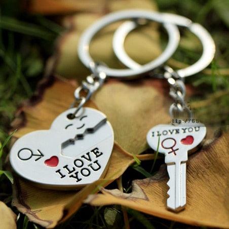 porte-clés de couple My Heart en alliage de zinc plaqué argent
