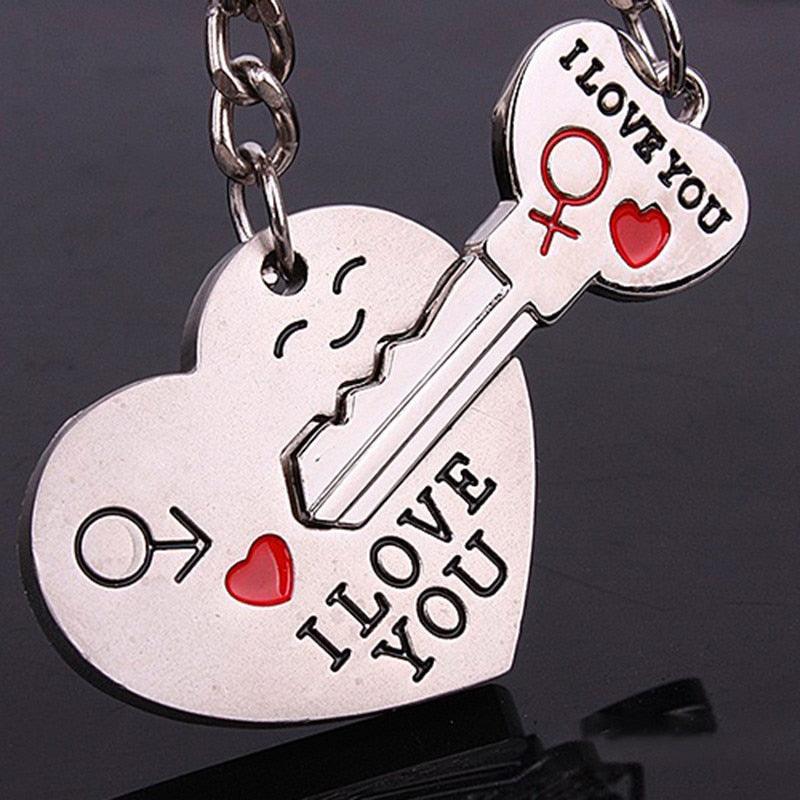 porte-clés de couple My Heart en alliage de zinc plaqué argent