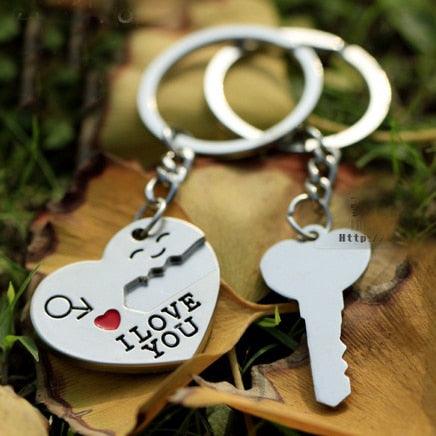 porte-clés de couple My Heart en alliage de zinc plaqué argent