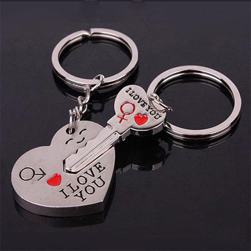 porte-clés de couple My Heart en alliage de zinc plaqué argent