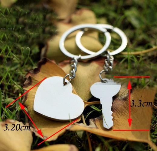 porte-clés de couple My Heart en alliage de zinc plaqué argent