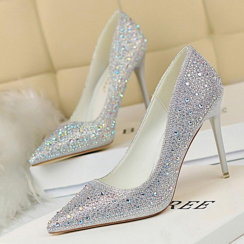 talons hauts pour femmes Chaussures or noir élégant mariage Silver