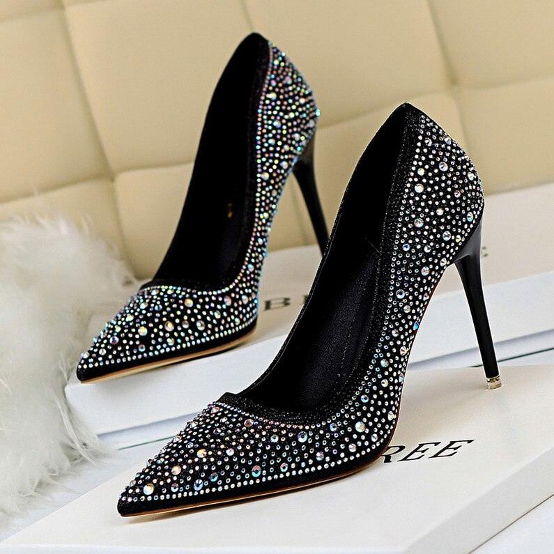 talons hauts pour femmes Chaussures or noir élégant mariage Black
