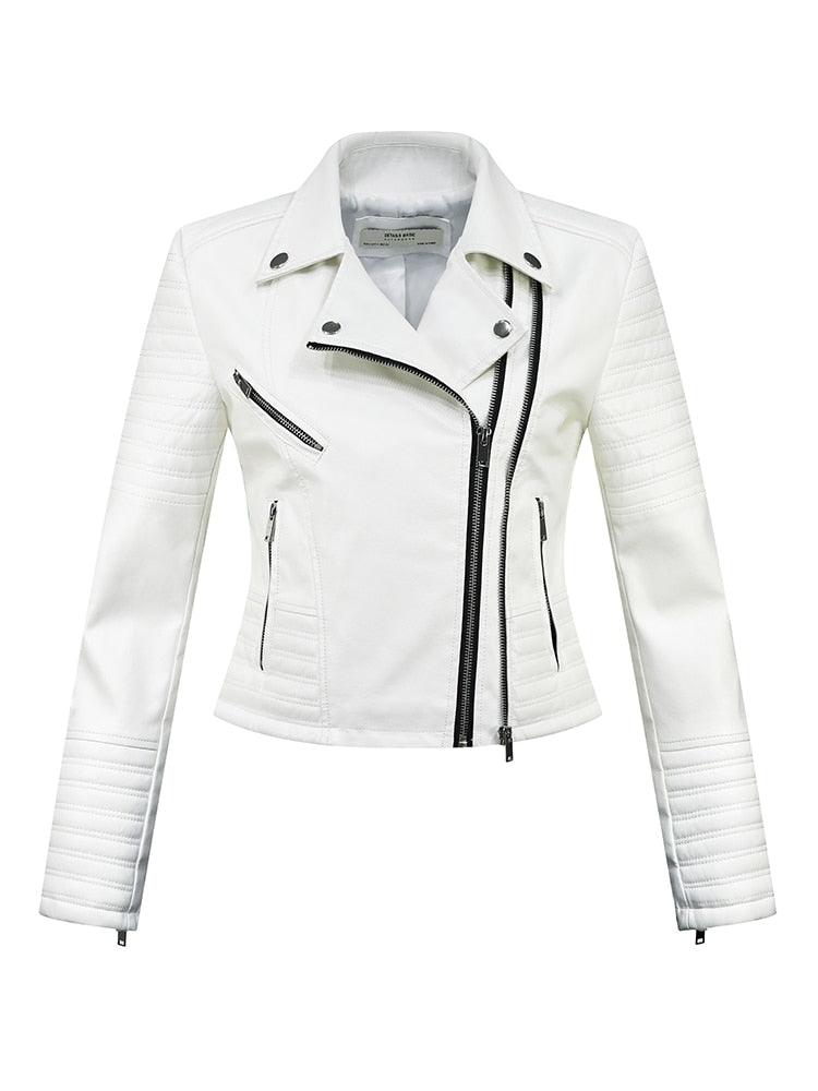 veste cuir- femme- look punk et streetwear 1828 White