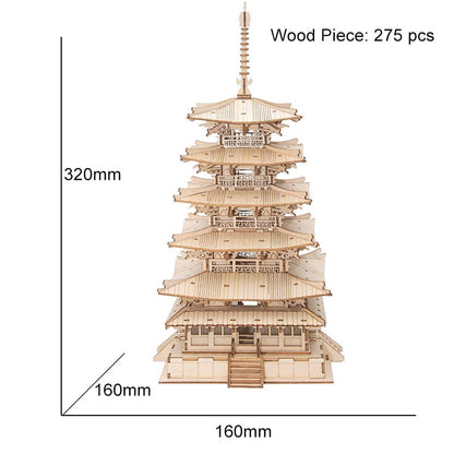 <AOMshop> Puzzle en bois 3D Pagode à cinq étages Robotime pour enfants TGN02