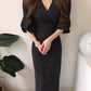 "AOMshop - Robe d'été élégante pour femme : noir, col en V, style vintage"