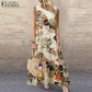 AOMshop - Robe d'été pour Femme Imprimée Florale Sans Manches - Style Bohème Chic pour Plage, Vacances et Occasions Décontractées Style1 Yellow