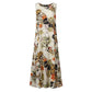 AOMshop - Robe d'été pour Femme Imprimée Florale Sans Manches - Style Bohème Chic pour Plage, Vacances et Occasions Décontractées