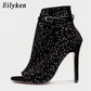 AOMshop - Sandales à talons hauts en cristal pour femmes
