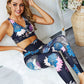 "AOMshop - Tenue de sport pour femmes : ensemble gym, fitness, yoga, imprimé floral"