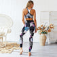 "AOMshop - Tenue de sport pour femmes : ensemble gym, fitness, yoga, imprimé floral"