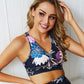 "AOMshop - Tenue de sport pour femmes : ensemble gym, fitness, yoga, imprimé floral"