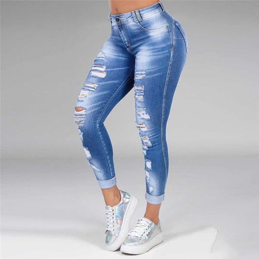 Acheter des jeans déchirés pour femmes en ligne - Skinny, taille haute, en denim lavé