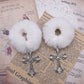 "Achetez des élastiques pour cheveux en fourrure avec strass chez AOMshop" White handmade pair