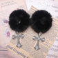 "Achetez des élastiques pour cheveux en fourrure avec strass chez AOMshop" Black handmade pair