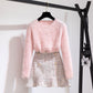 Achetez le meilleur Two-piece Beaded Sweater Skirt chez AOMshop
