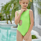 Achetez le nouveau maillot de bain une pièce bikini enfant avec bretelles et ventre ouvert sur AOMshop Color2