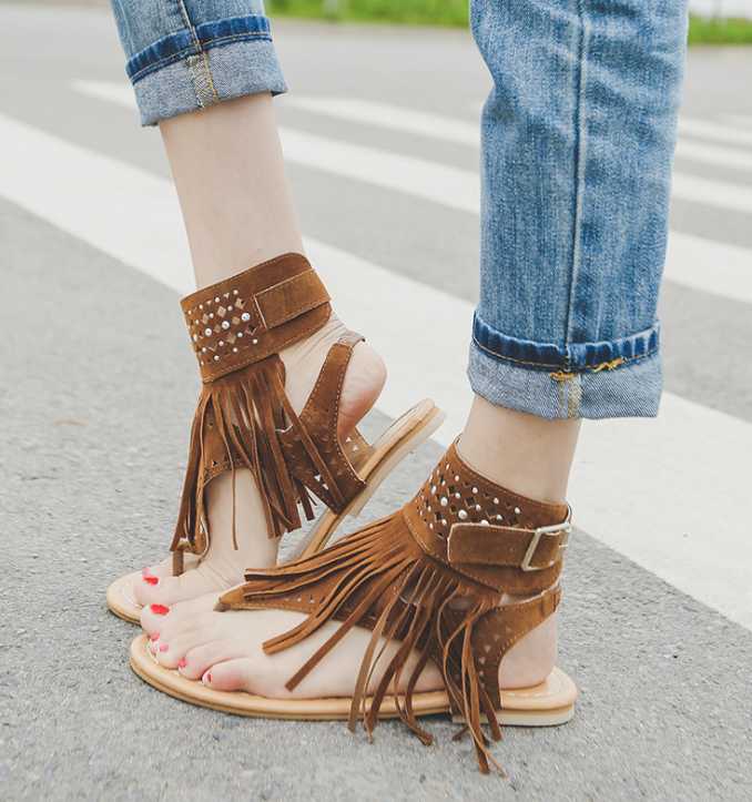 Achetez les meilleures sandales Boho Gladiator - AOMshop Brown