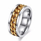 "Bague Spinner pour Homme en Acier Inoxydable avec Chaîne Cubaine 8mm Gold Silver