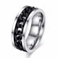 "Bague Spinner pour Homme en Acier Inoxydable avec Chaîne Cubaine 8mm Black Silver