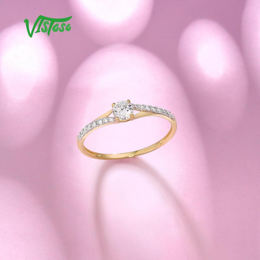 Bague en Or Jaune 9K avec Zircons Blancs pour Femme