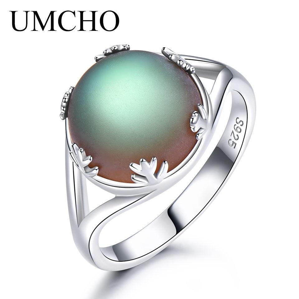 Bagues en argent sterling 925 UMCHO avec pierres gemmes colorées Aurora Borealis pour femmes China Green Ring